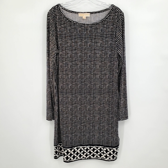 Michael Michael Kors Black White Stretchy Casual Shift Dress - Picture 1 of 11